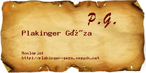 Plakinger Géza névjegykártya